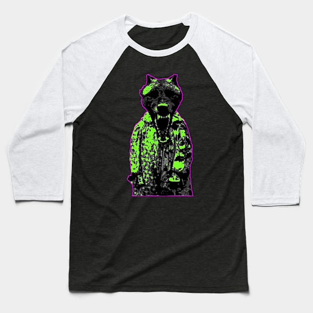 Trickster Wolf Baseball T-Shirt by KNP ART